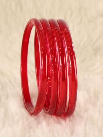 STYOLLO Set Of 4 Transparent Glass Kada Bangles