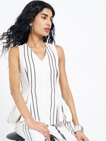Honey by Pantaloons Striped Cotton Peplum Top