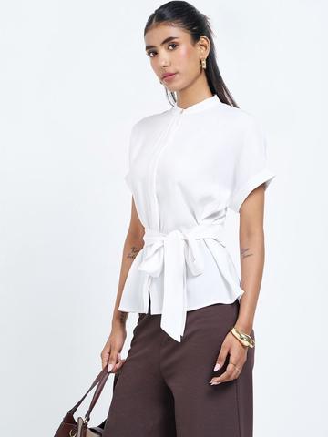 Annabelle by Pantaloons Mandarin Collar Cotton Top