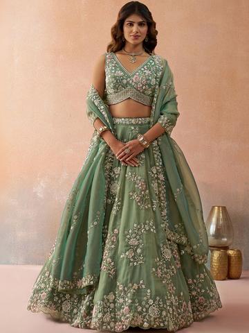 panchhi Embroidered Semi-Stitched Lehenga & Unstitched Blouse With Dupatta