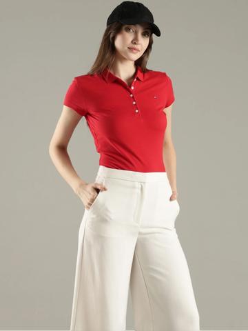Tommy Hilfiger Women Polo Collar Slim Fit T-shirt