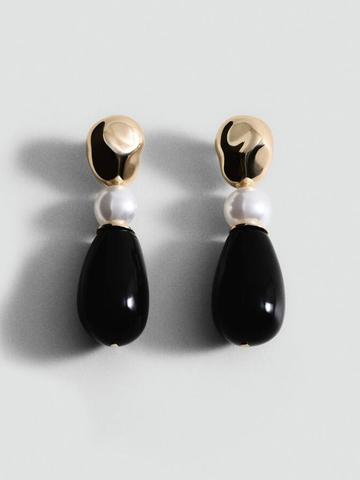 MANGO Beaded Teardrop Shaped Drop Earrings