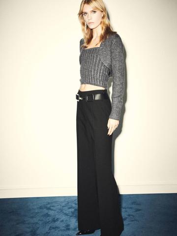 MANGO Women Flared Trousers with Belt