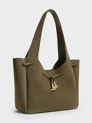 CHARLES & KEITH Mila Recycled Suede Metallic-Knot Drawstring Tote Bag