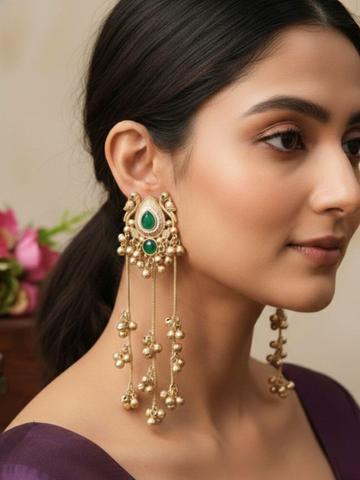 VIVAZS Peacock Shaped Drop Earrings