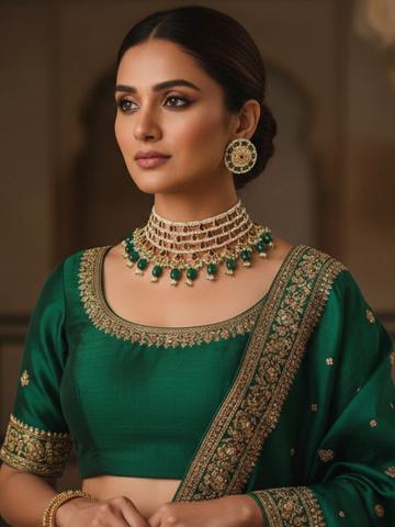 I Jewels Gold-Plated Kundan-Studded & Beaded Jewellery Set