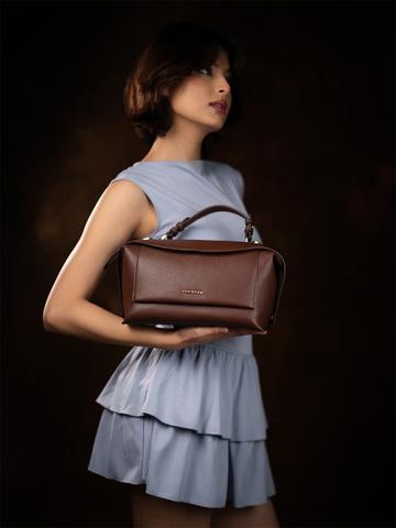 Theater Explorer Brown Textured Swagger Satchel