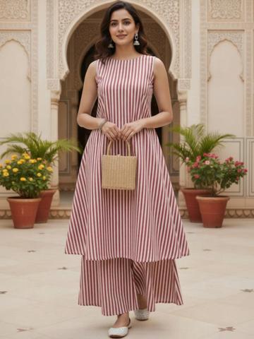 BEEGET FASHION Women Printed Regular Pure Cotton Kurta with Palazzos