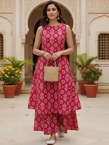 BEEGET FASHION Women Ethnic Motifs Printed Kurta with Palazzos