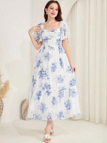 YK Floral Print Maxi Dress