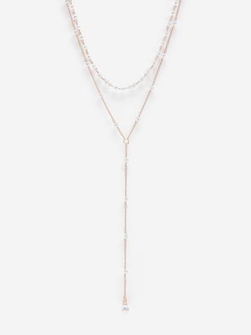 DressBerry Gold-Plated Pearl-Beaded Lariat Necklace