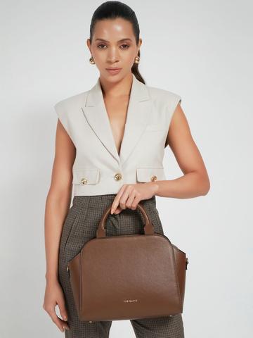 THE GUSTO Textured Structured Shoulder Bag with Tasselled
