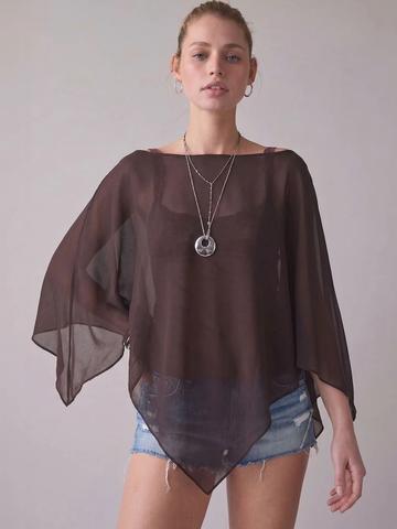 StyleCast x Revolte Batwing Sleeve Sheer Cape Top