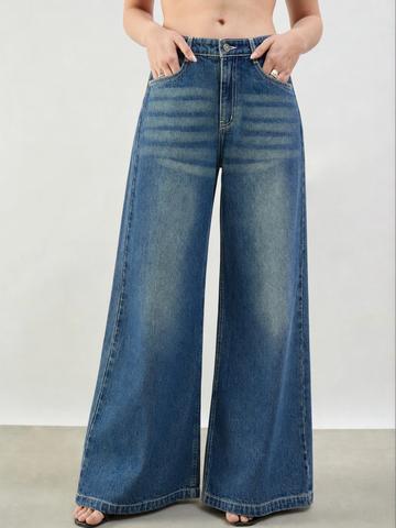 SASSAFRAS BASICS Women Wide Leg Low-Rise Jeans