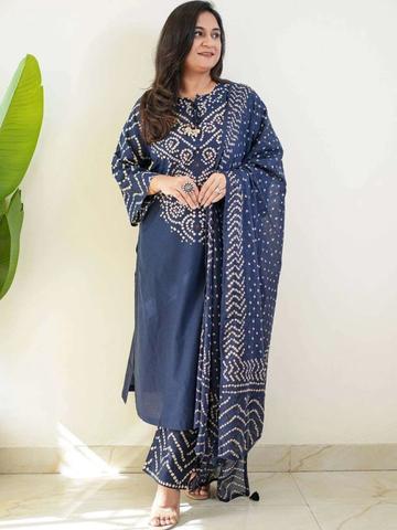 Bna Bnaya Women Ethnic Motifs Printed Regular Pure Cotton Kurta with Palazzos & With Dupatta