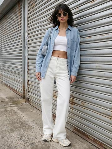 The Roadster Life Co. Women Wide Leg High-Rise Stretchable Jeans