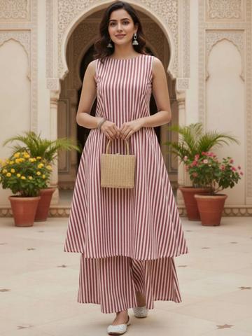 kiyooclothing Women Striped Regular Kurta with Palazzos