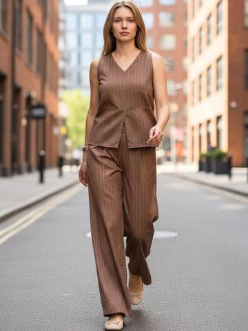 TAHVO Striped Top with Trousers