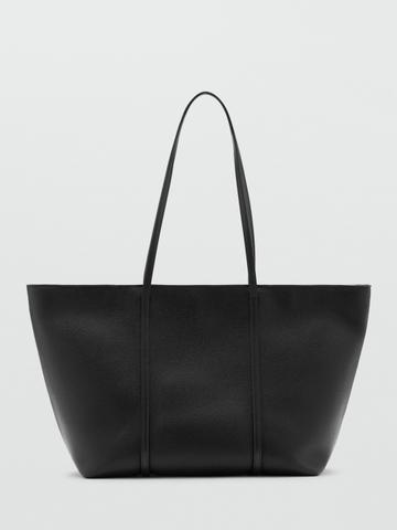 MANGO Textured Tote Bag