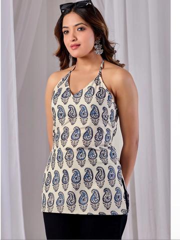 DIGILINE Paisley Printed Halter Neck Kurti