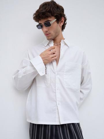 VASTRADO Essential White Crop Boxy Fit Utility Shirt