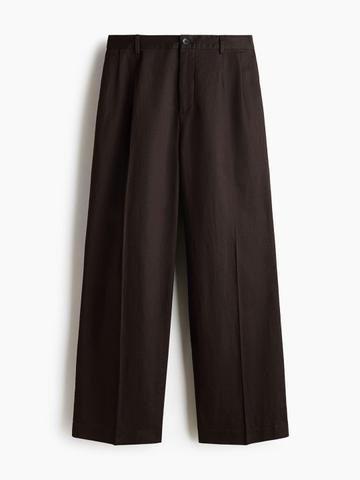 H&M Men Loose Fit Linen-Blend Trousers