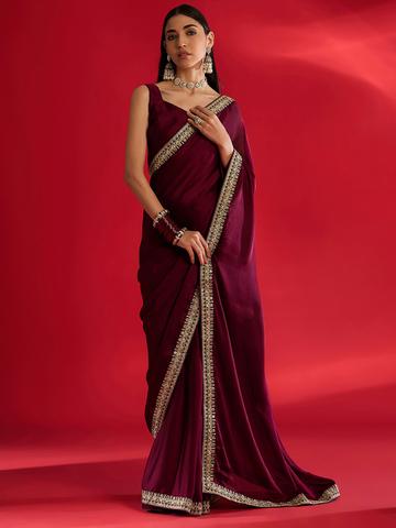Mitera Sequinned Satin Saree