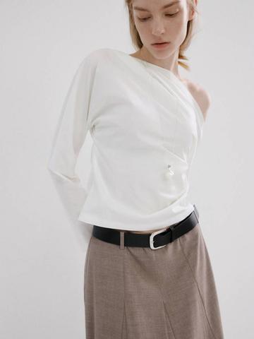 MANGO One Shoulder Cotton Top