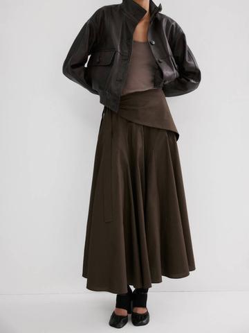 MANGO Women Pure Cotton Midi Flared Skirt