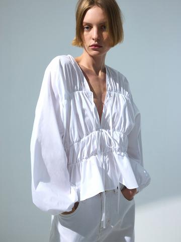 H&M Drawstring Poplin Blouse