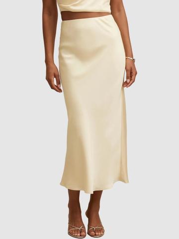 Forever New Women Satin Midi Straight Skirt
