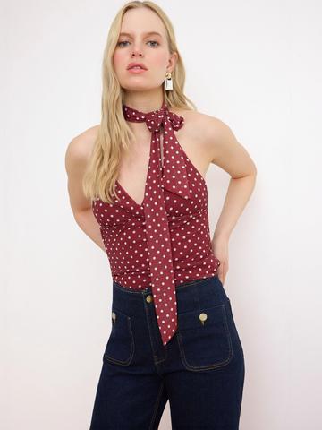 Trendyol Polka Dot Print Halter Neck Top