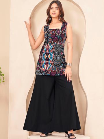 Tikhi Imli Women Ethnic Motifs Printed Regular Pure Cotton Kurti with Palazzos