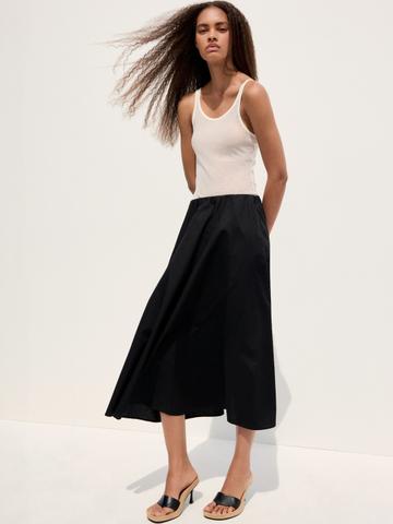 MANGO Women Pure Cotton Midi A-Line Skirt