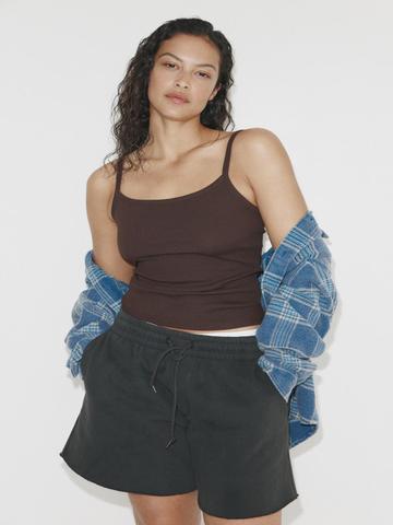 H&M Ribbed Cotton Strappy Top