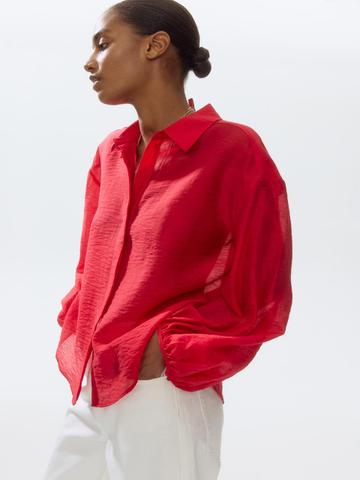 H&M Balloon-sleeved linen-blend shirt