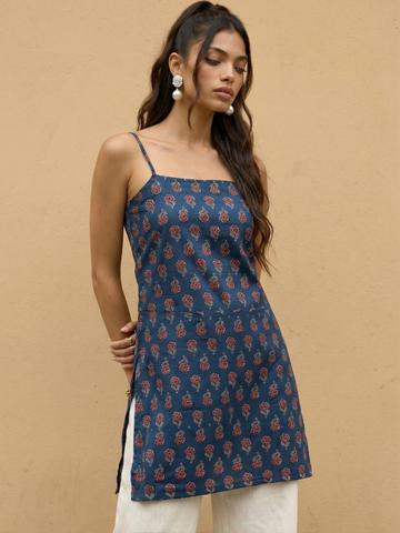 fusion by glitchez Floral Printed Square Neck Kurti