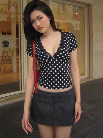LULU & SKY Polka Dot Print Top