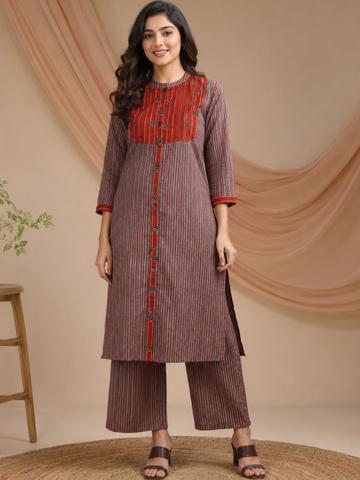 Anouk Women Printed Regular Pure Cotton Kurta with Palazzos