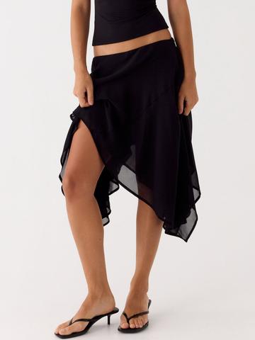 StyleCast Women Chiffon Draped Midi Flared Skirt