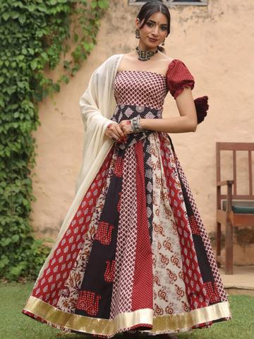 anayna Printed Block Print Ready to Wear Lehenga & Blouse With Dupatta