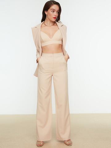 Trendyol Women Beige Parallel Trousers