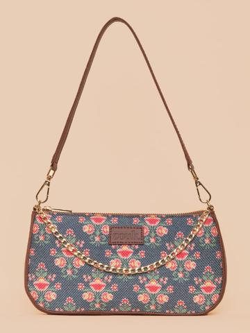 ZOUK Floral Printed Structured Baguette Bag Handbags