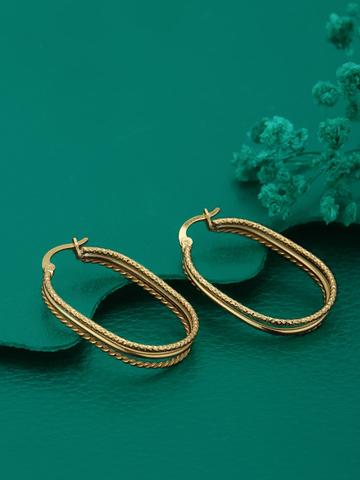 Carlton London Women Gold-Plated Oval Hoop Earrings