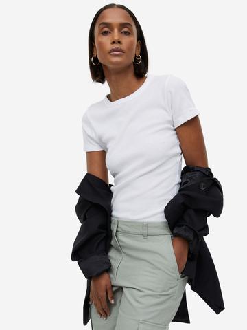 H&M Ribbed Modal-Blend T-shirt
