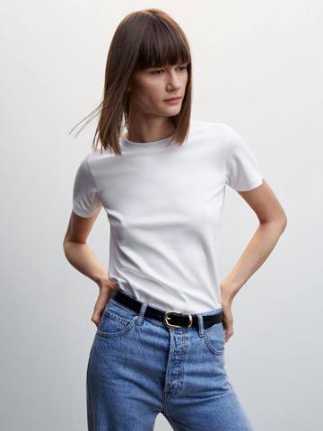 MANGO Women Pure Cotton T-shirt