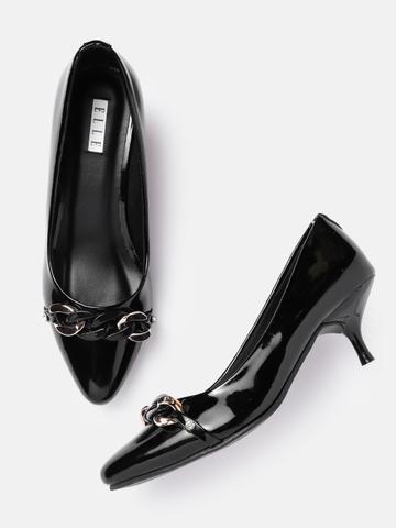 ELLE Women Chain Detail Kitten Heel Pumps