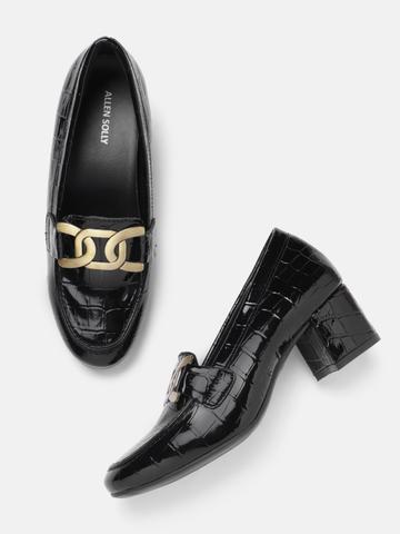 Allen Solly Croc-Textured Embellished Upper Block Pump Heels