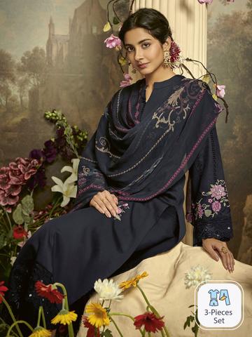 Indo Era Floral Embroidered Regular Thread Work Kurta with Trousers & Dupatta