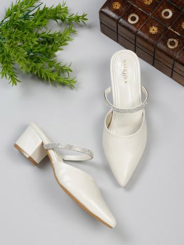 VALIOSAA Pointed Toe Embellished Mules